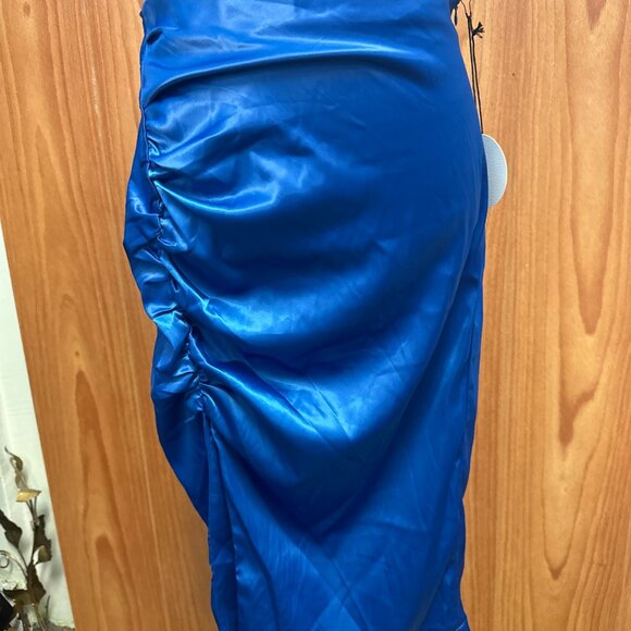 NEW Milk & Honey Blue High Waist Pencil Skirt w/ Slit M Medium NWT - Picture 2 of 10